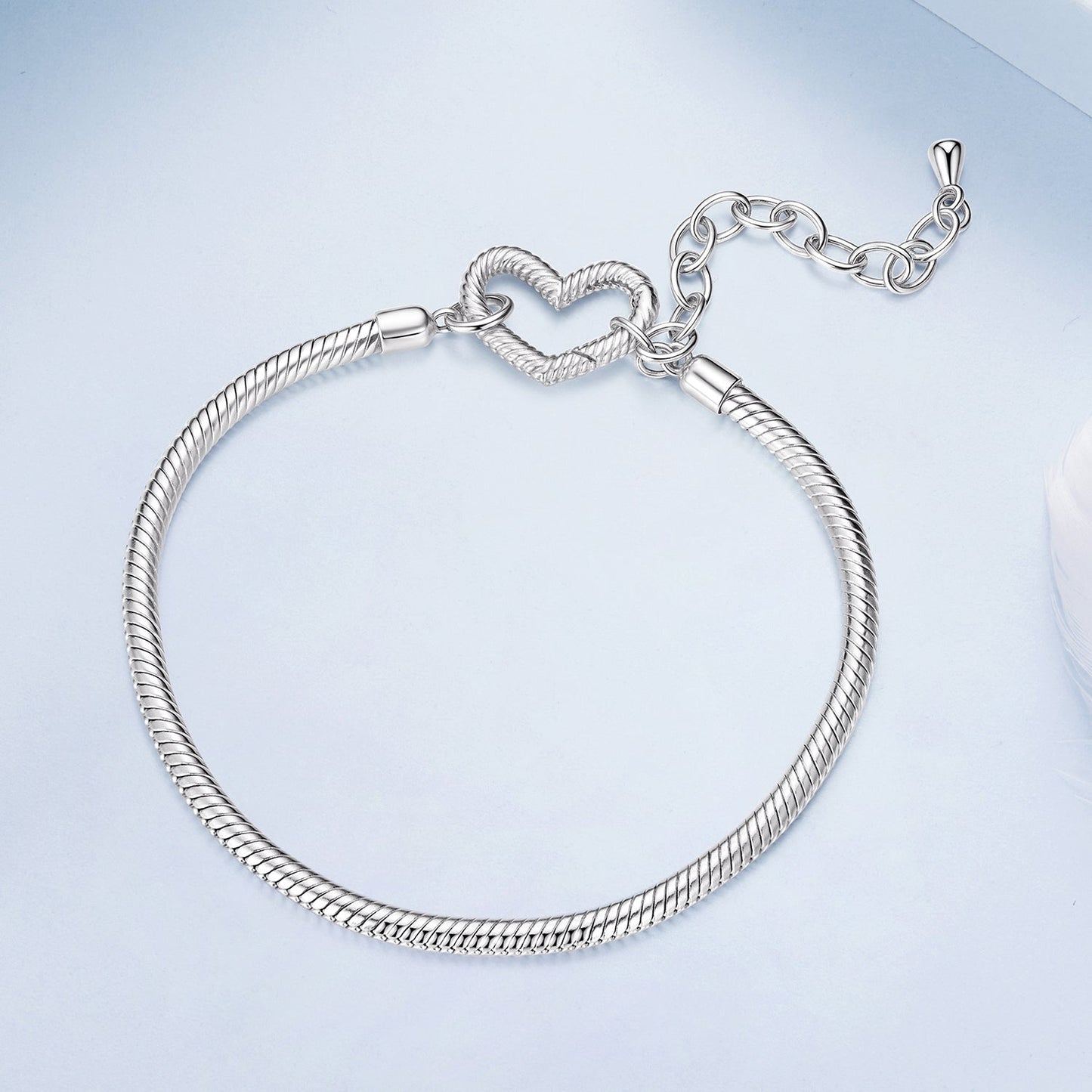 925 Sterling Silver Plated White Gold Bracelet - Adjustable 17+5cm