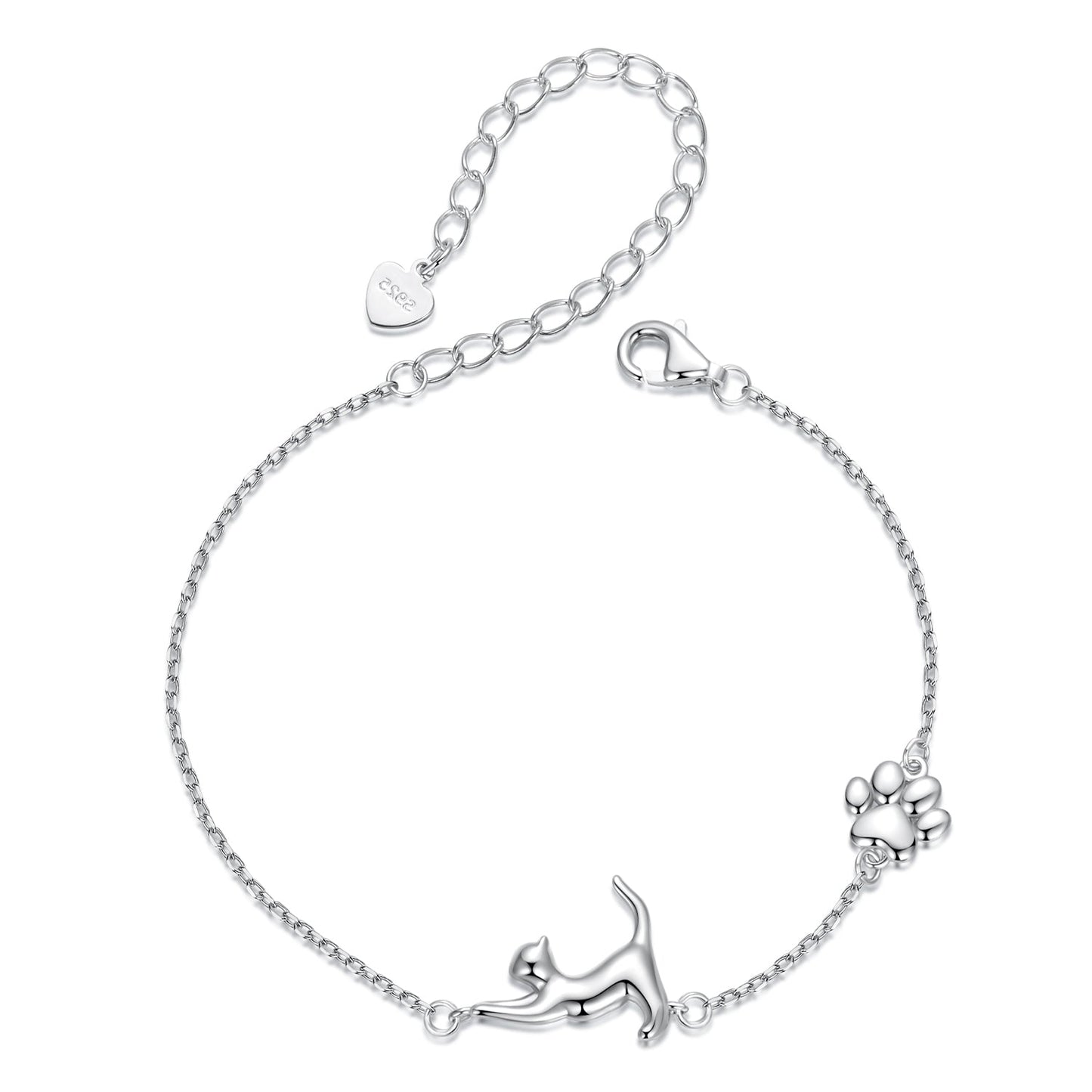 925 Sterling Silver & Plated White Gold Adjustable Bracelet for Women
