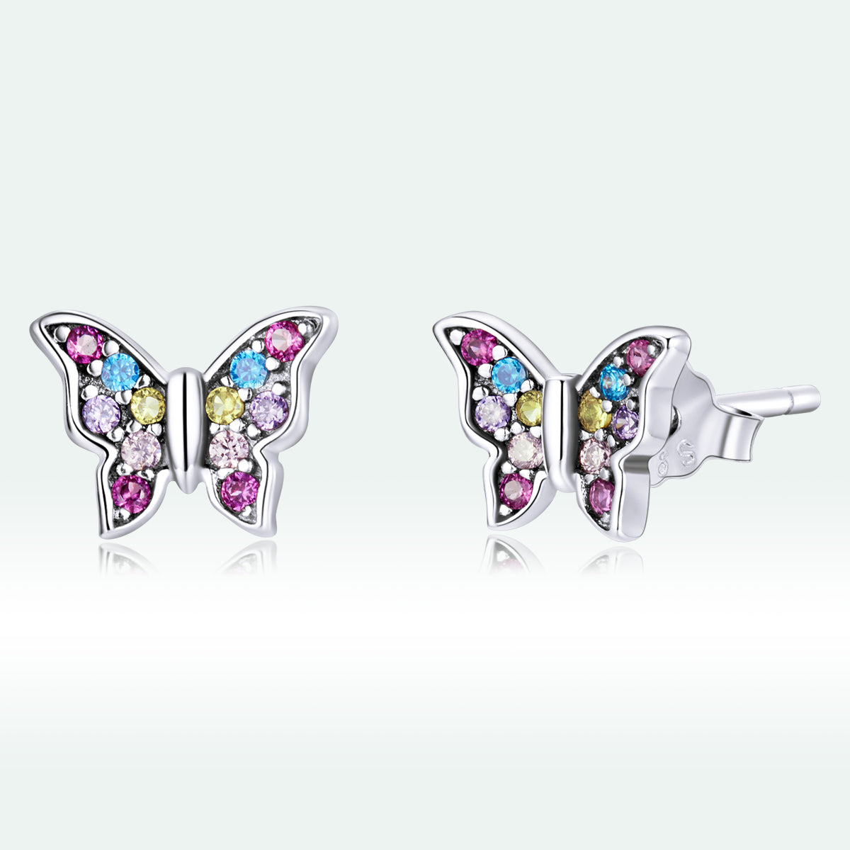 925 Sterling Silver Earrings with Pavé Setting CZ and Oxidized Silver