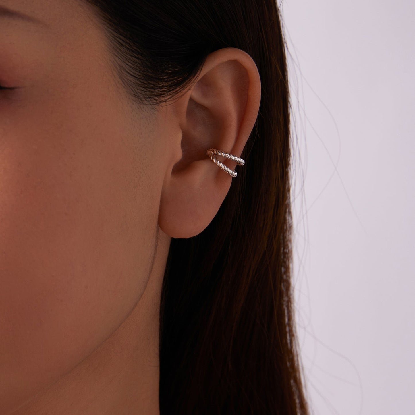 925 Sterling Silver White Gold Plated Hoop Earrings 0.7x1.3cm for Women