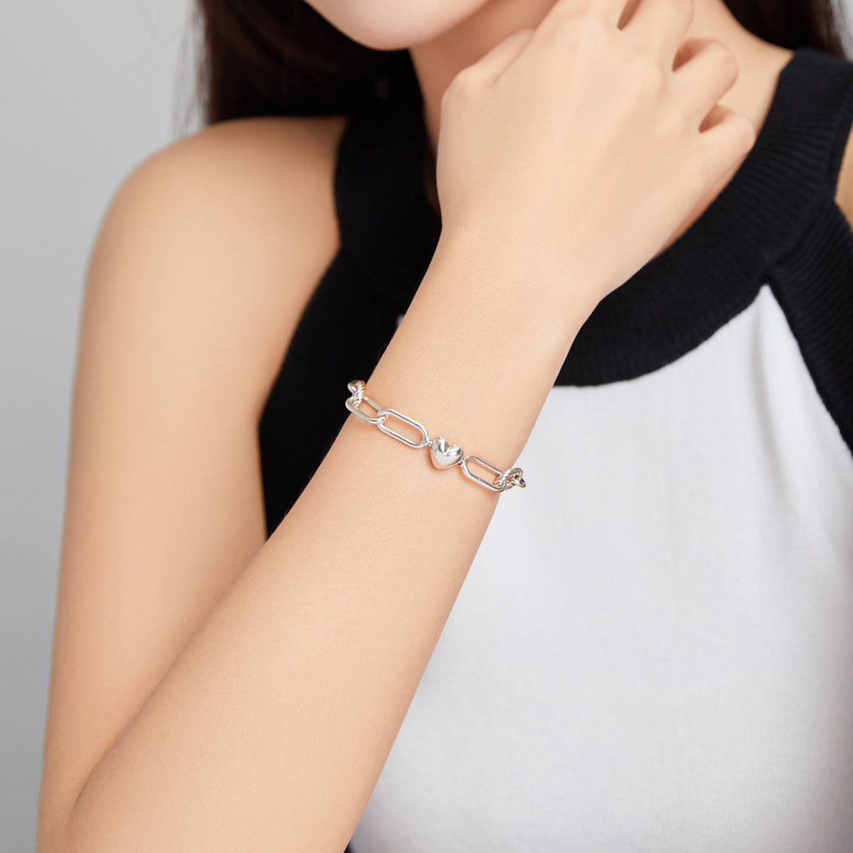 925 Sterling Silver Oxidized Bracelet 17cm for Women
