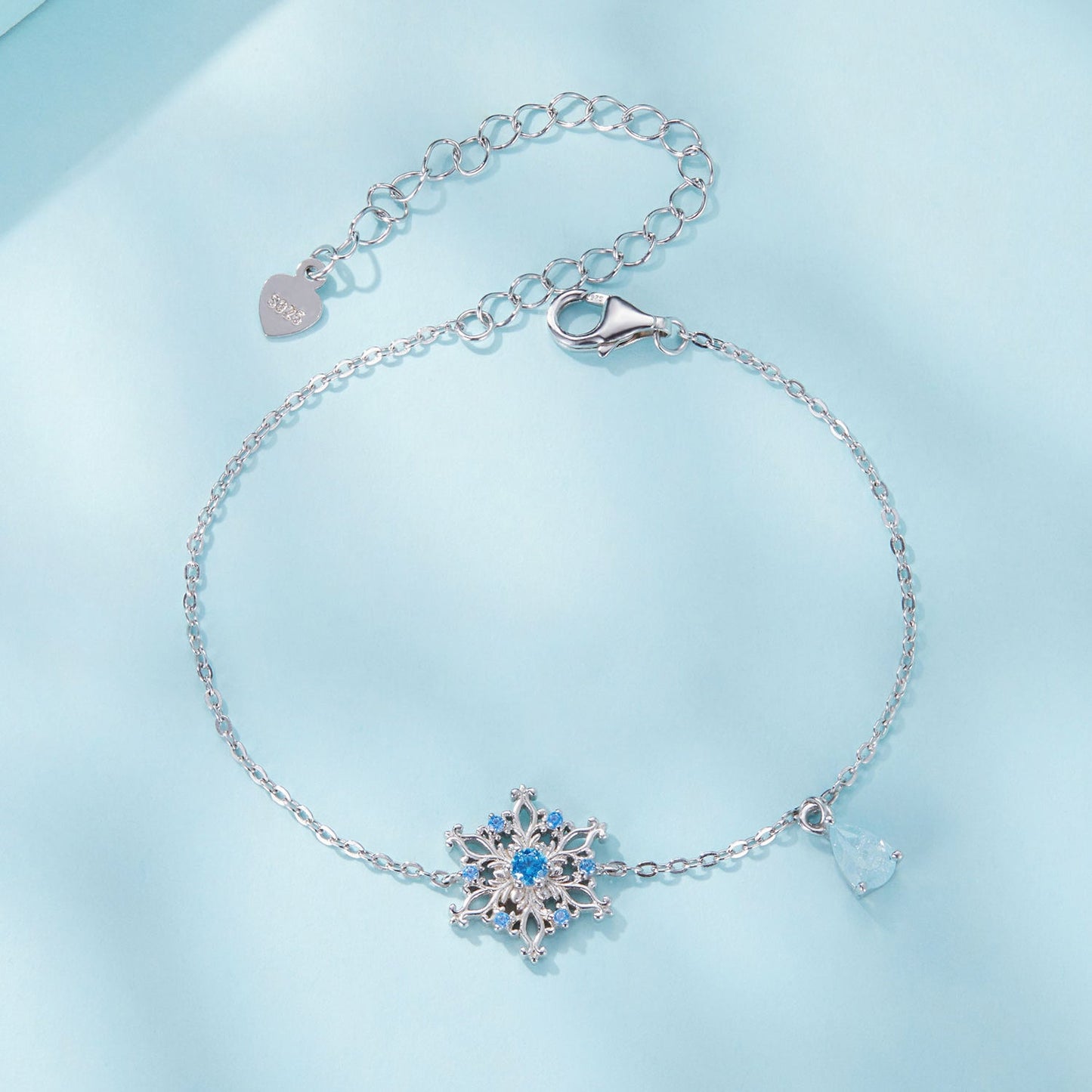 925 Sterling Silver Plated Platinum Bracelets with Ice Flower Zirconia for Women