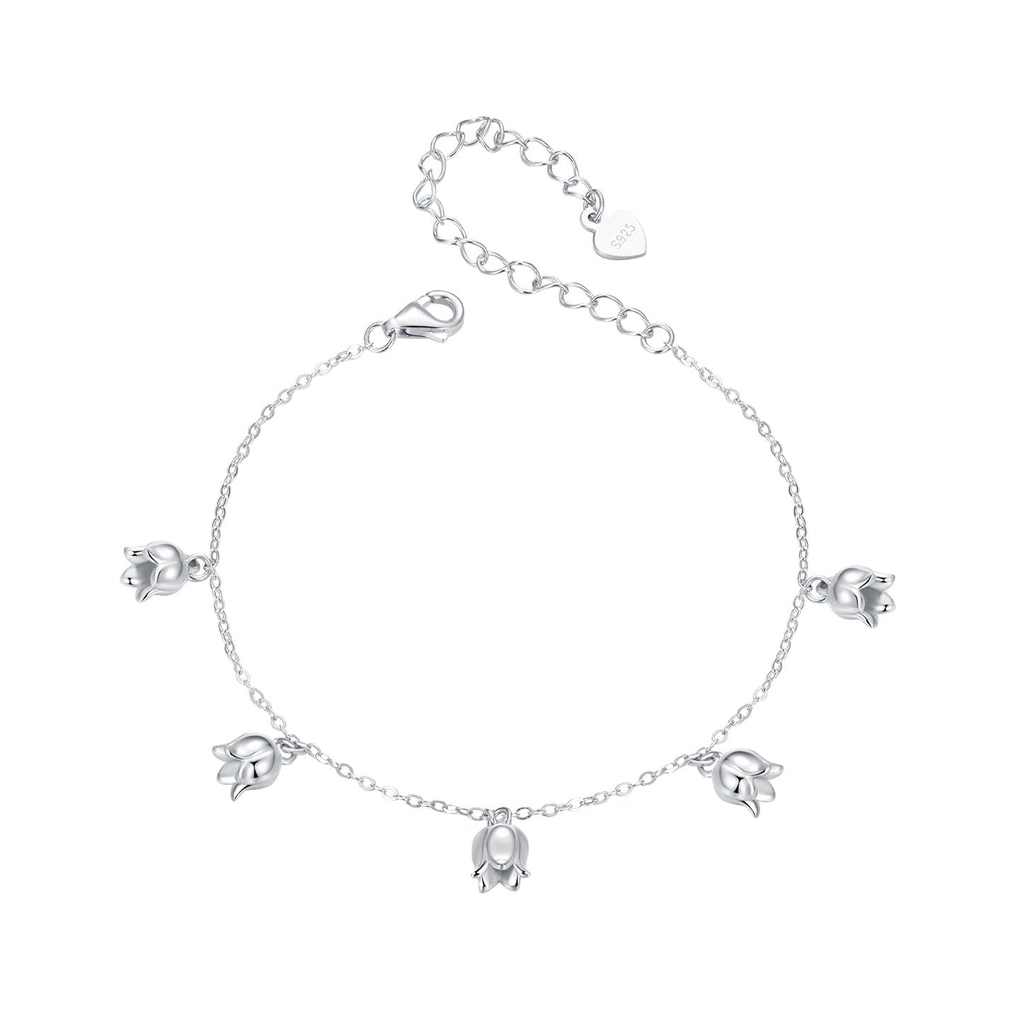 925 Sterling Silver Plated White Gold 12x41mm Pendant Bracelet