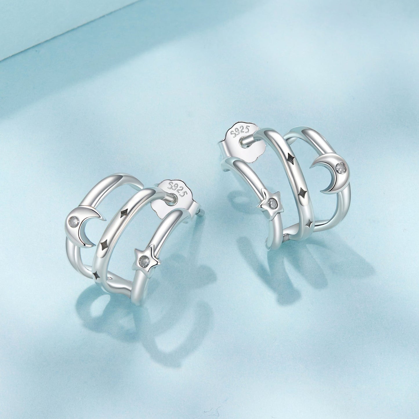 925 Sterling Silver Earrings with Pavé Setting CZ - Oxidized Silver, 1.1cm for Women