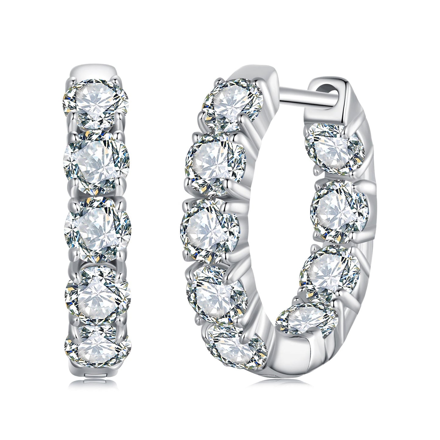 925 Sterling Silver Moissanite Earrings 0.1 Carat White Gold Plated 1.5x0.3cm Women