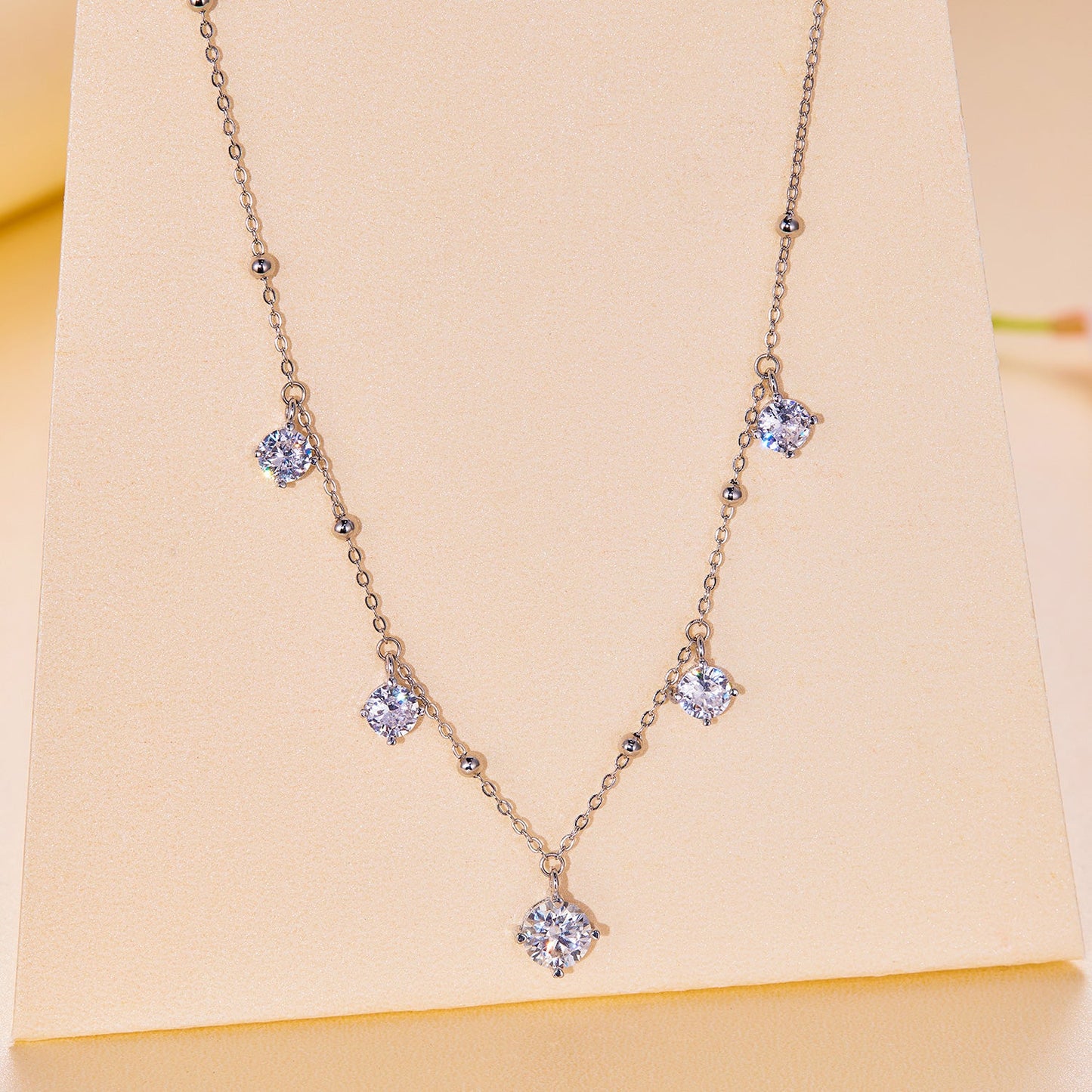 925 Sterling Silver 5.0mm Moissanite Necklace for Women
