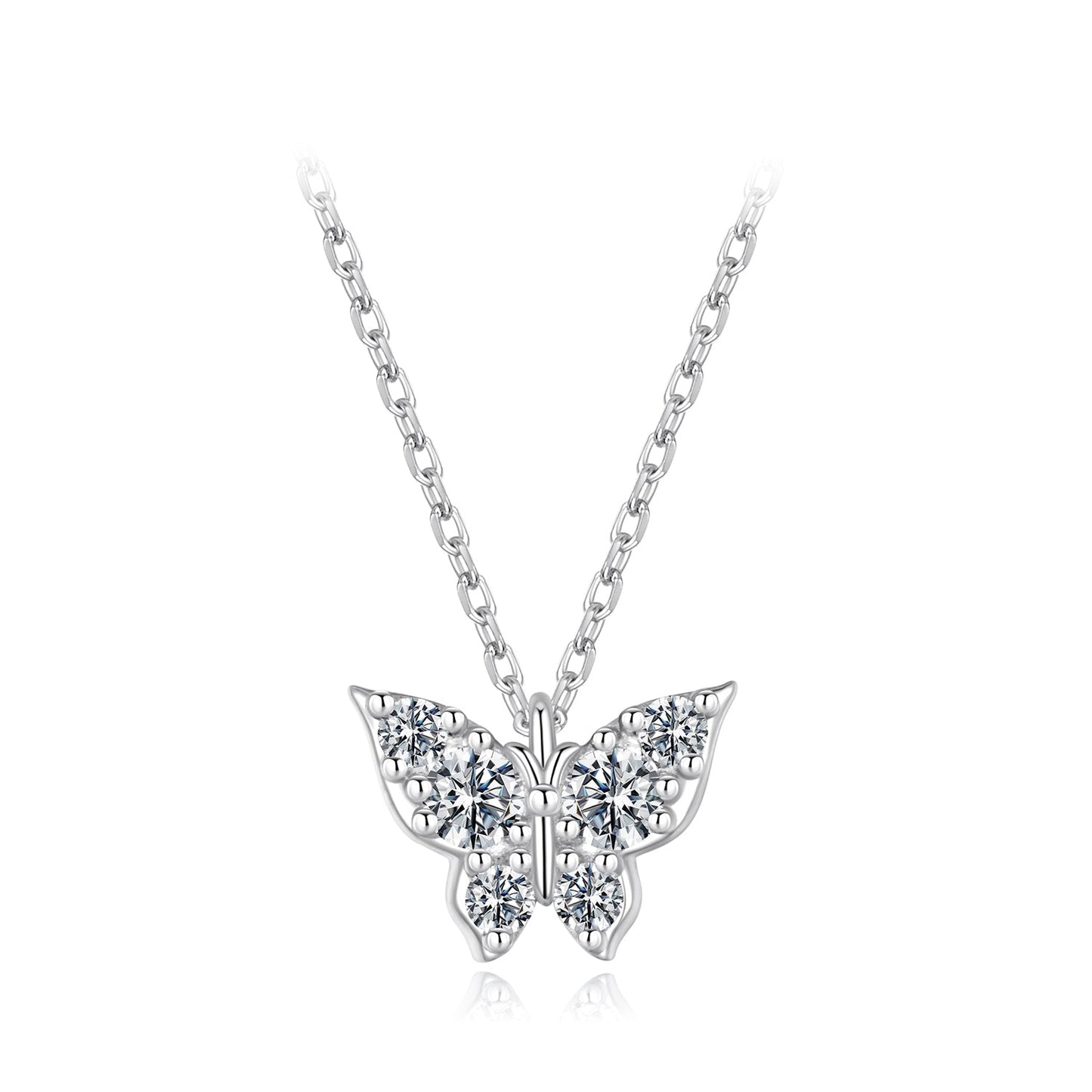 925 Sterling Silver Plated White Gold Moissanite Necklace 40+5cm for Women