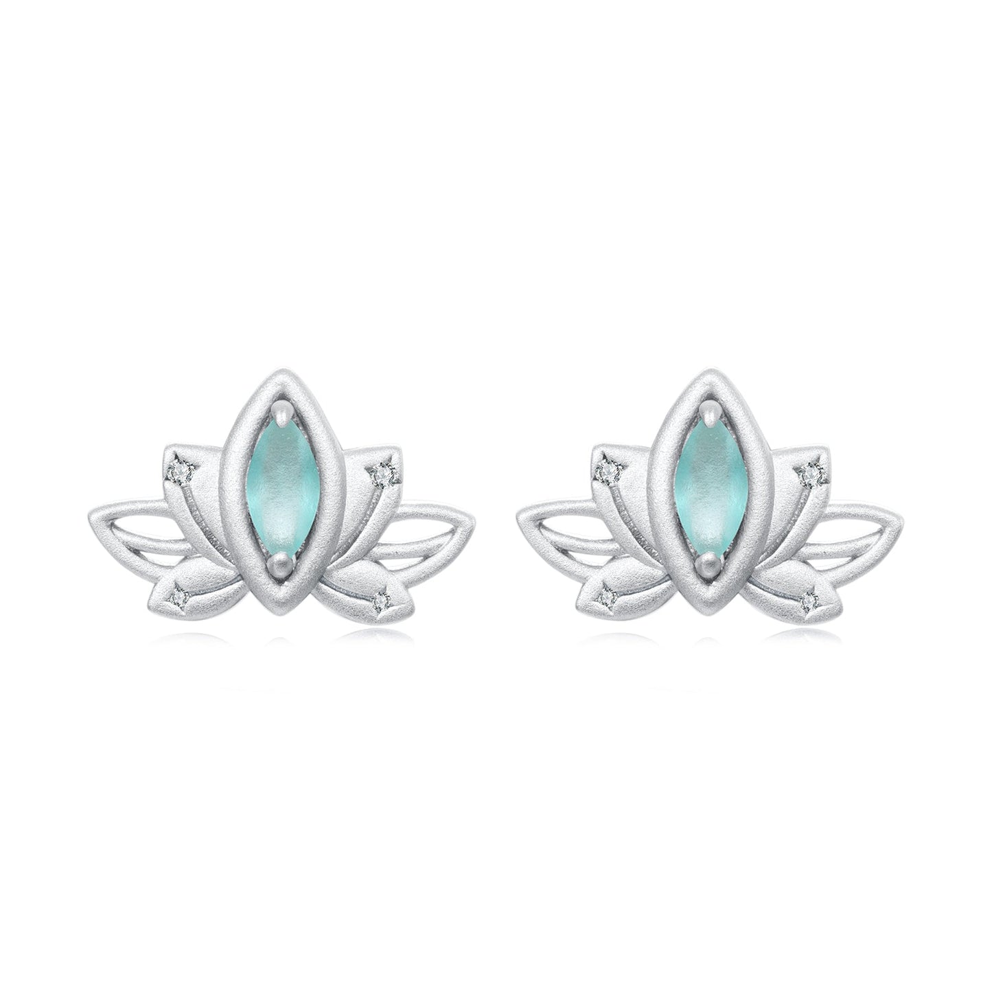 925 Sterling Silver Earrings with Pavé CZ and White Gold Plating, Size 0.9*1.3 cm for Women