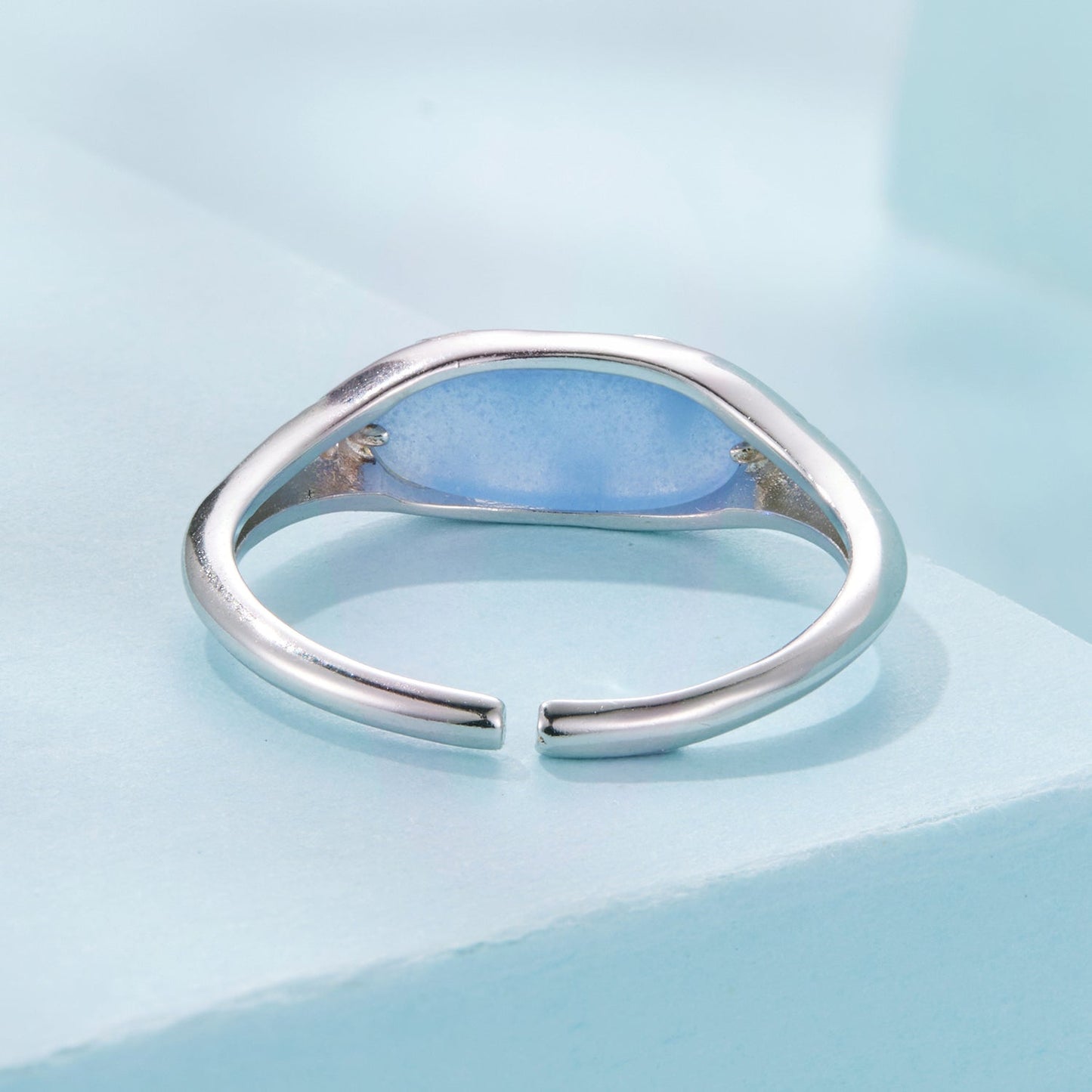 925 Sterling Silver & White Gold Luminous Stone Ring for Women