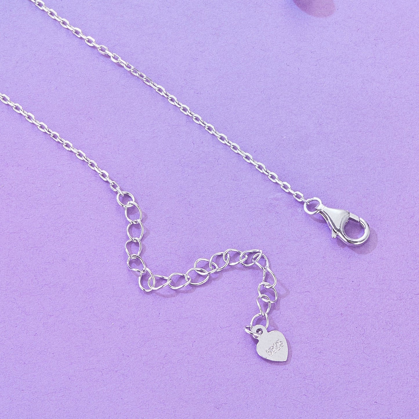 925 Sterling Silver Necklace with Pavé CZ & Transparent Glass Pendant for Women