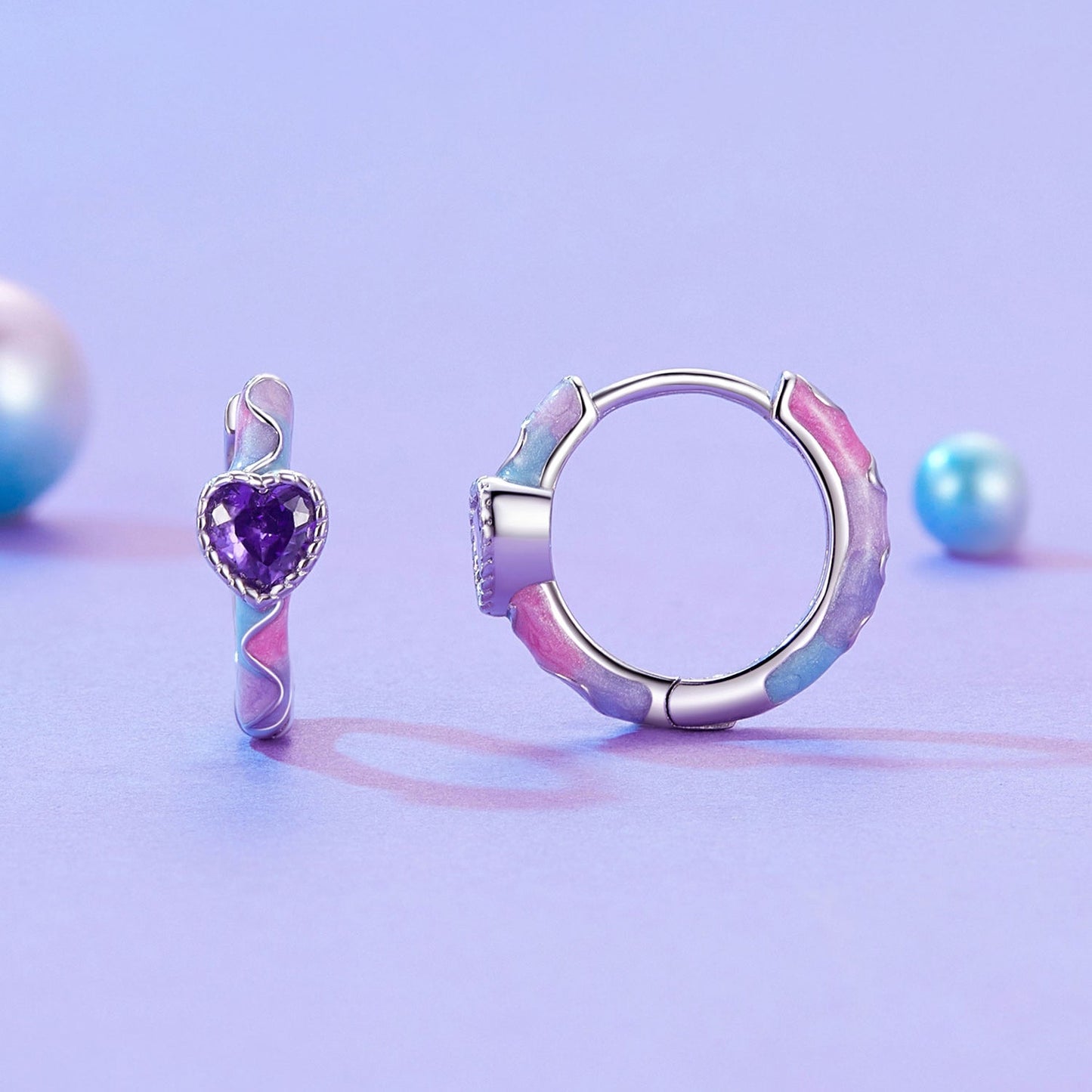925 Sterling Silver Enamel Pavé Setting CZ Earrings for Women