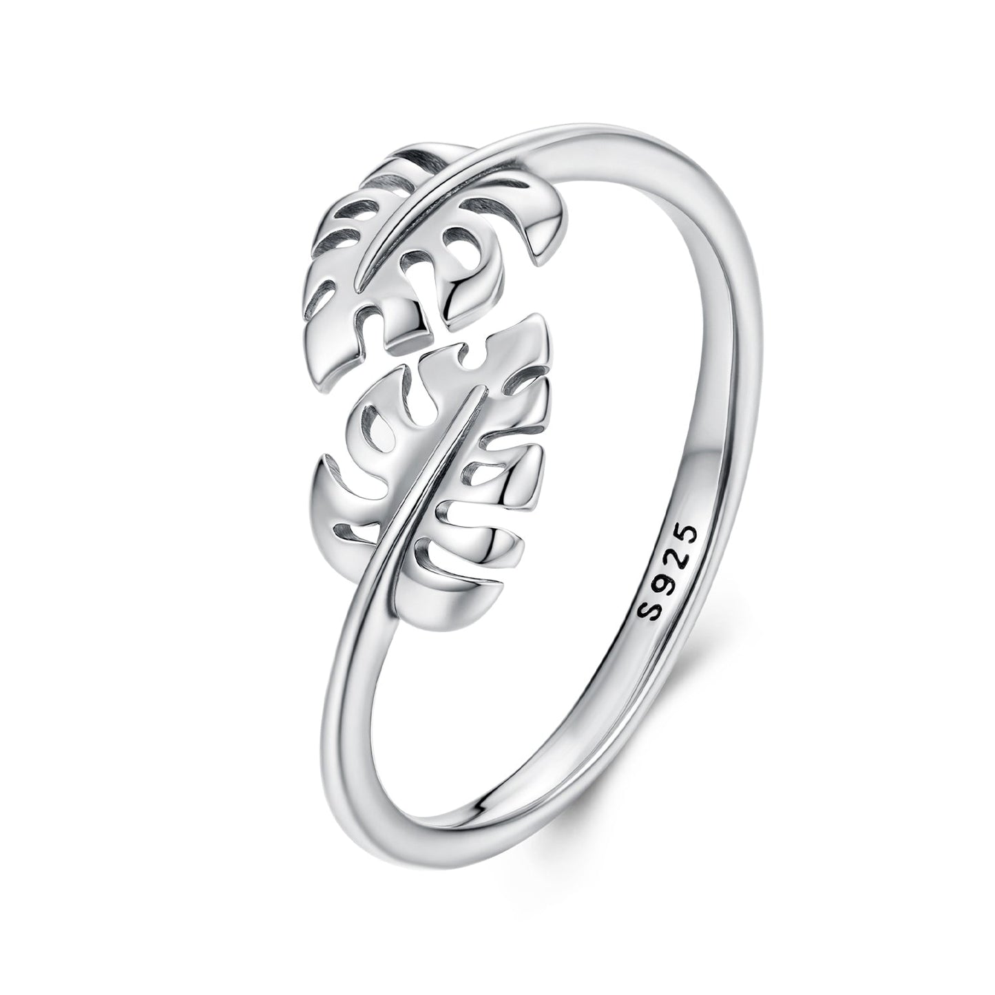 925 Sterling Silver Oxidized Leaf Ring for Women