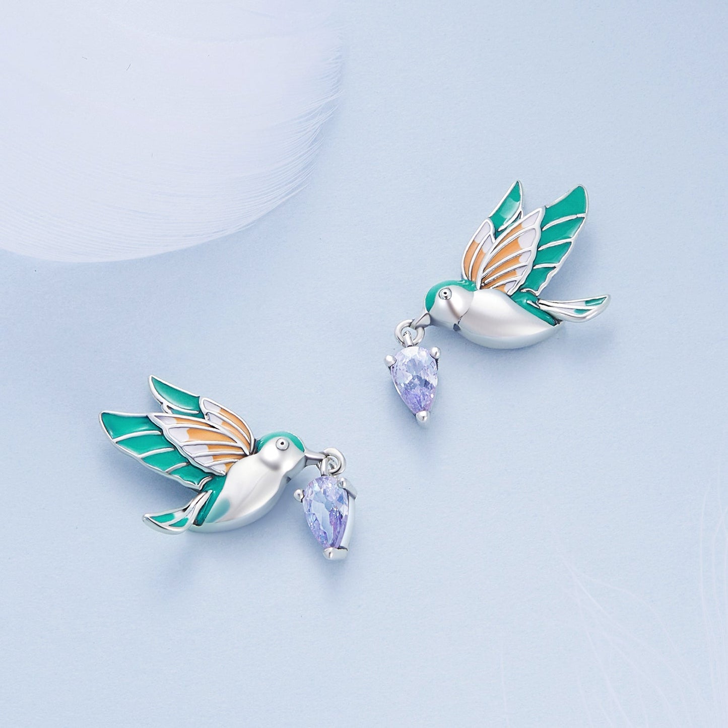 925 Sterling Silver Enamel Pavé Setting CZ Earrings