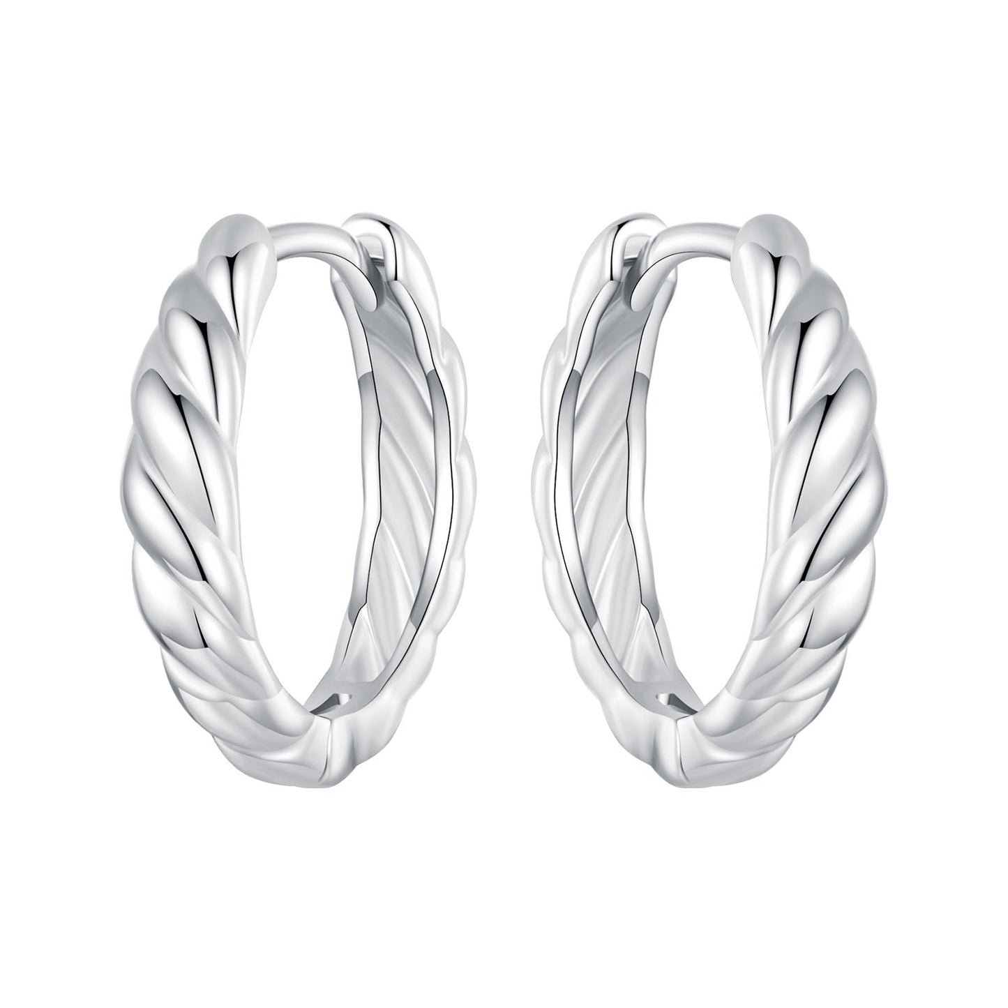 925 Sterling Silver Plated White Gold Earrings for Women - Size 11*3mm