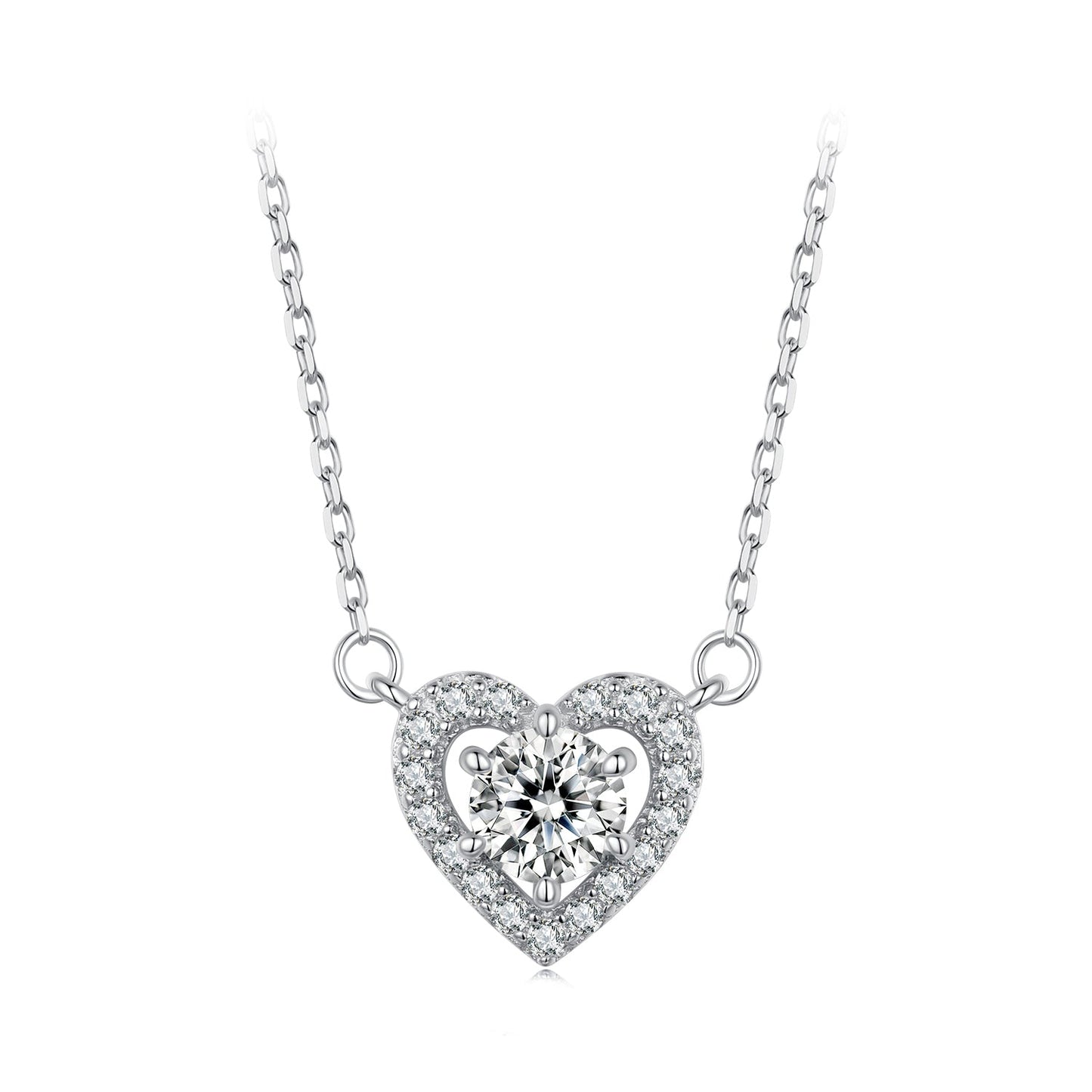 925 Sterling Silver Moissanite 0.5 Carat Necklace with CZ for Women