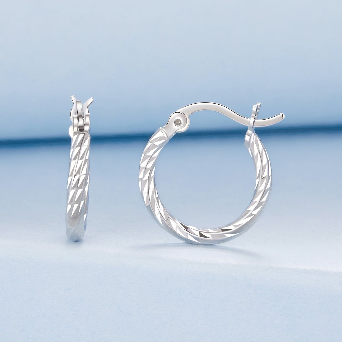 925 Sterling Silver Earrings with White Gold Plating