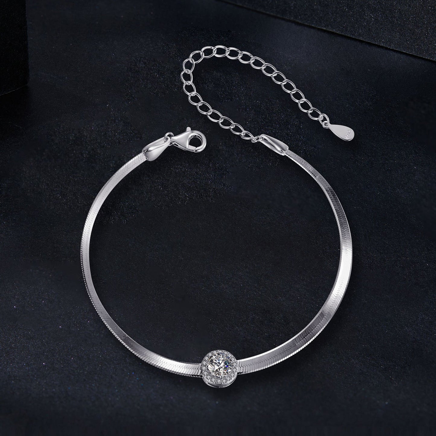 925 Sterling Silver 5.0mm Moissanite Bracelet with White Gold Plating for Women