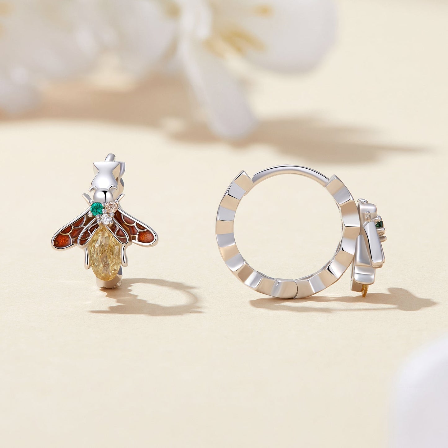 S925 Sterling Silver Enamel Blue Pavé Set CZ Earrings
