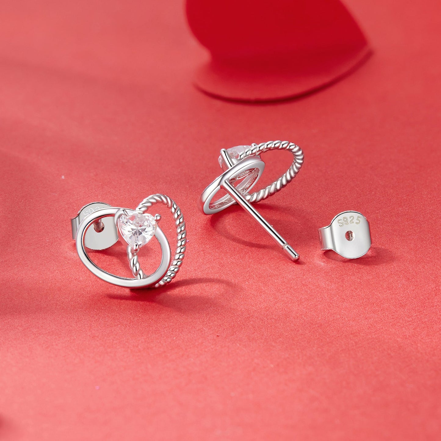 925 Sterling Silver White Gold Plated Pavé Setting CZ Earrings