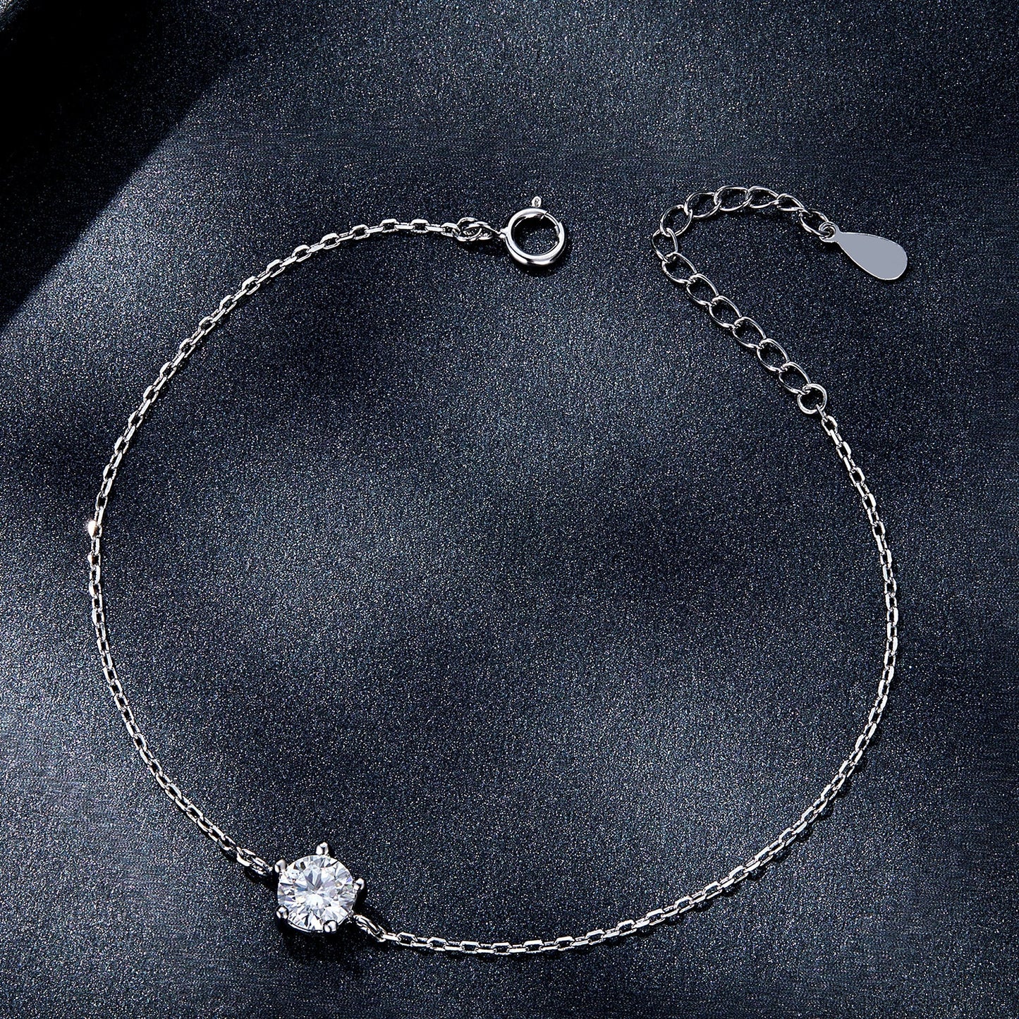 S925 Sterling Silver Moissanite Bracelet 15+3cm for Women