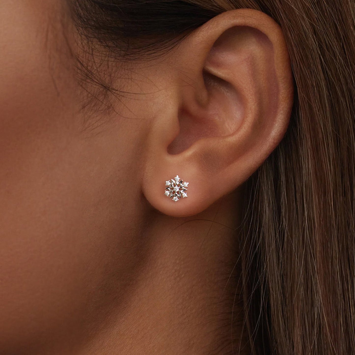 925 Sterling Silver Earrings with Pavé Setting CZ and White Gold Plating