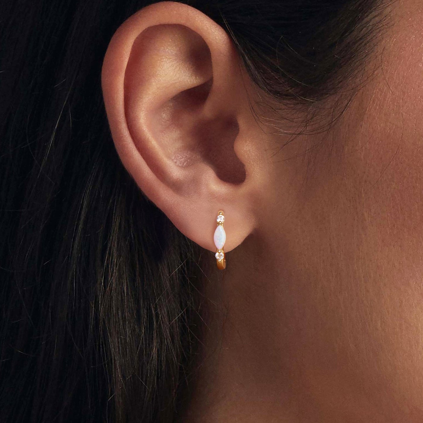 925 Sterling Silver Moissanite and Opal White Gold Plated Earrings for Women