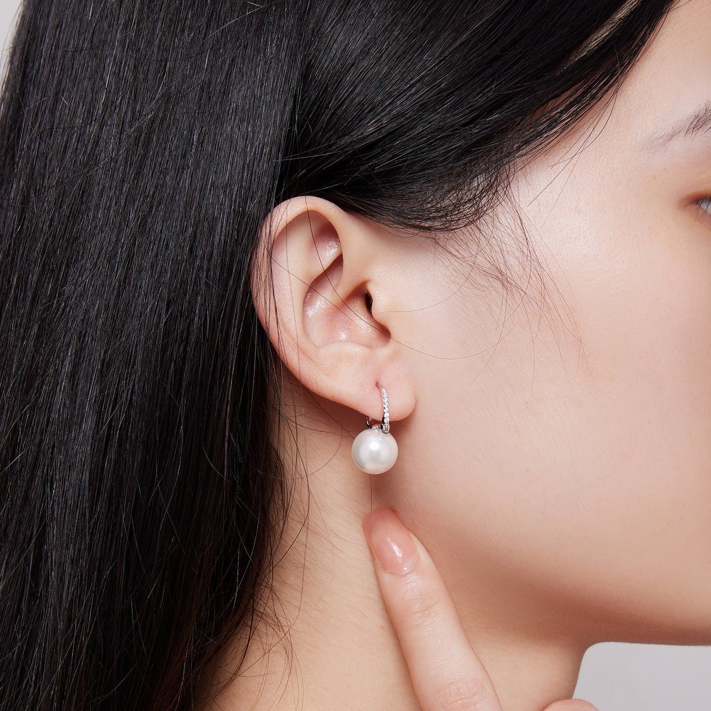 925 Sterling Silver Earrings with Quality Shell Pearl and CZ, 21*11mm, for Women