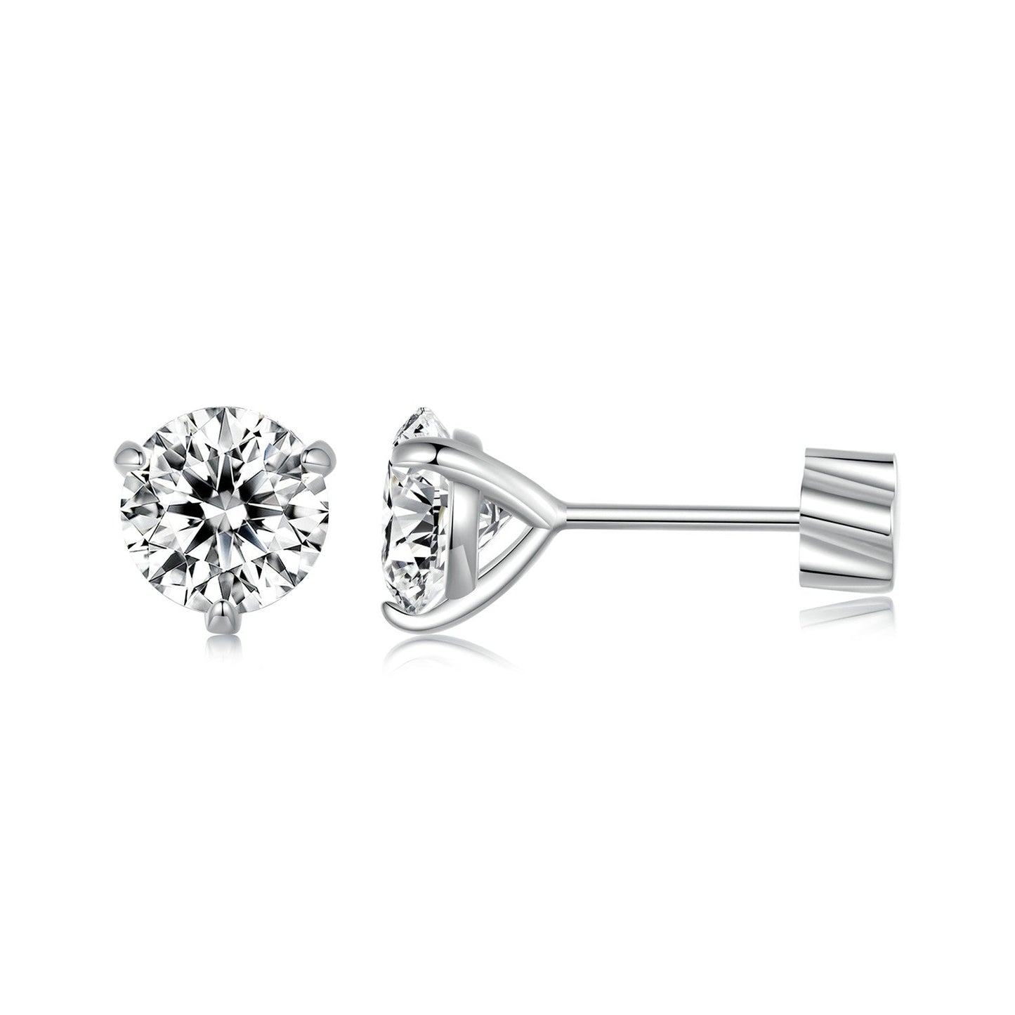 925 Sterling Silver Moissanite Earring 0.7cm White Gold Plated for Women