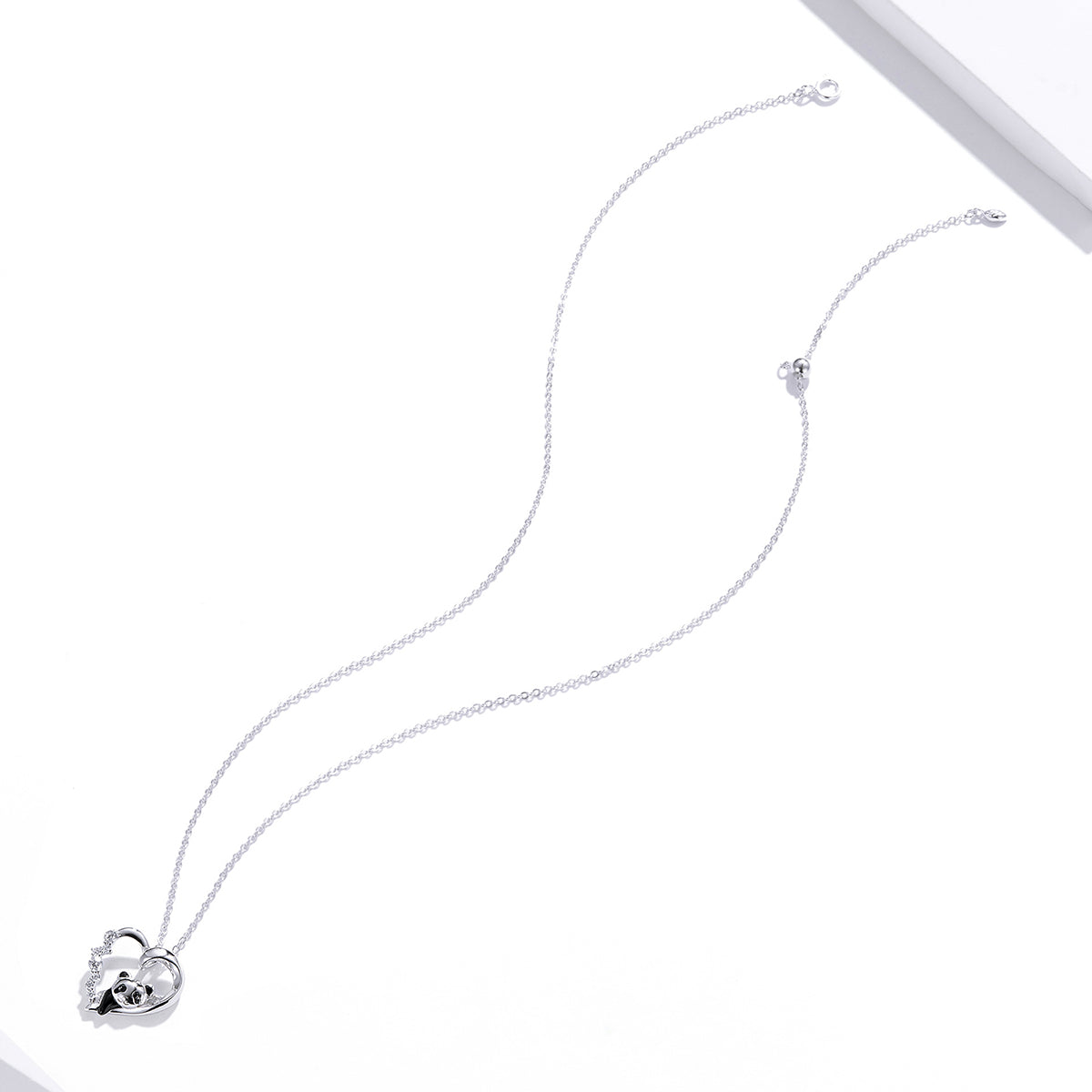S925 Sterling Silver Adjustable Necklace with CZ and Enamel Pendant