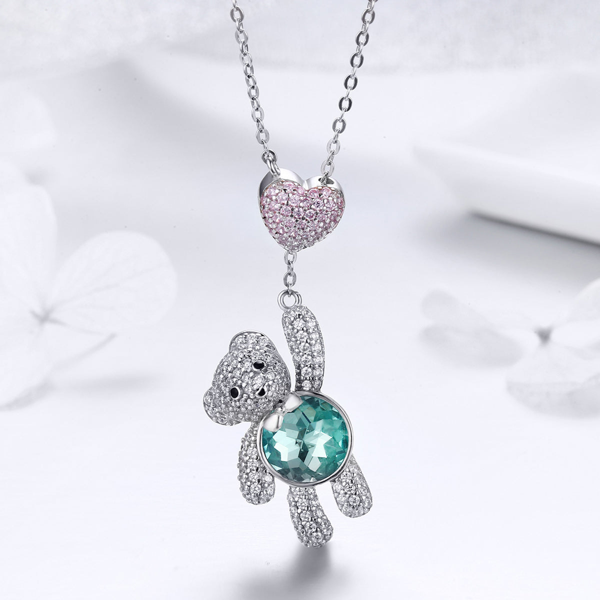 925 Sterling Silver Necklace 38-45cm with 3.1*1.3cm Pendant for Women
