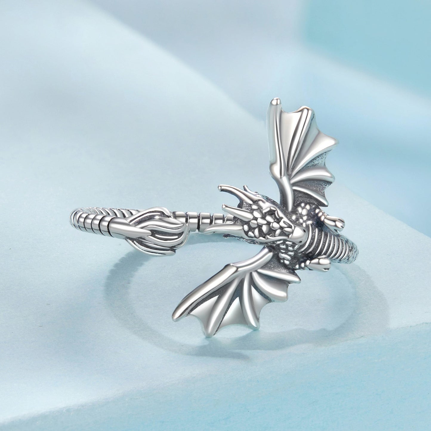 925 Sterling Silver Oxidized Dragon Ring