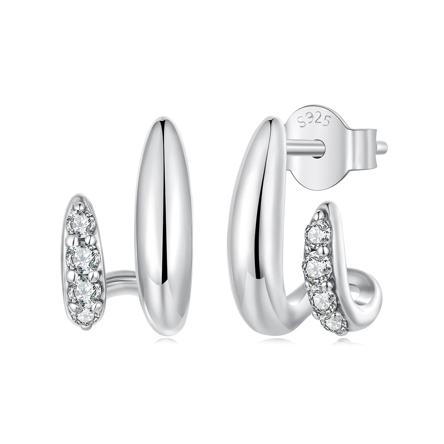 925 Sterling Silver Earrings with Pavé Setting CZ
