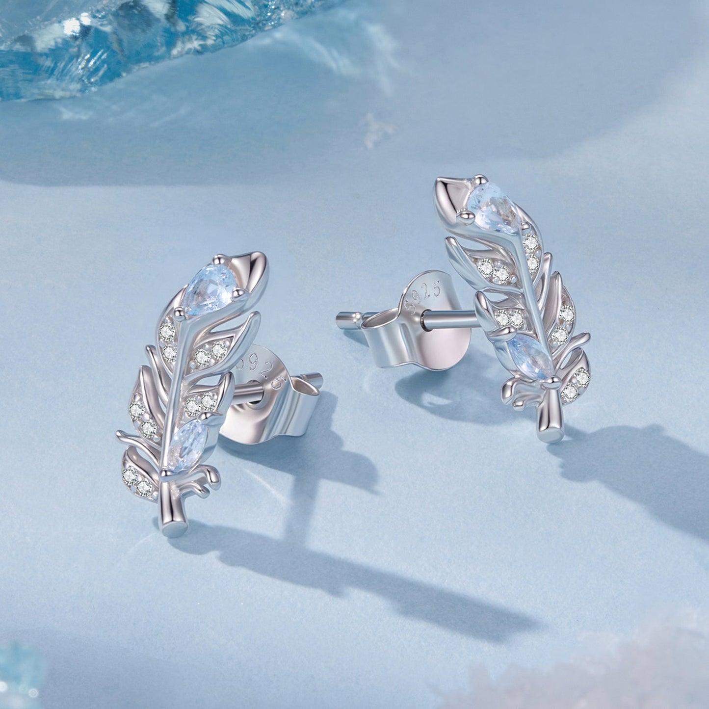 925 Sterling Silver Earrings with Pavé Setting CZ and White Gold Plating