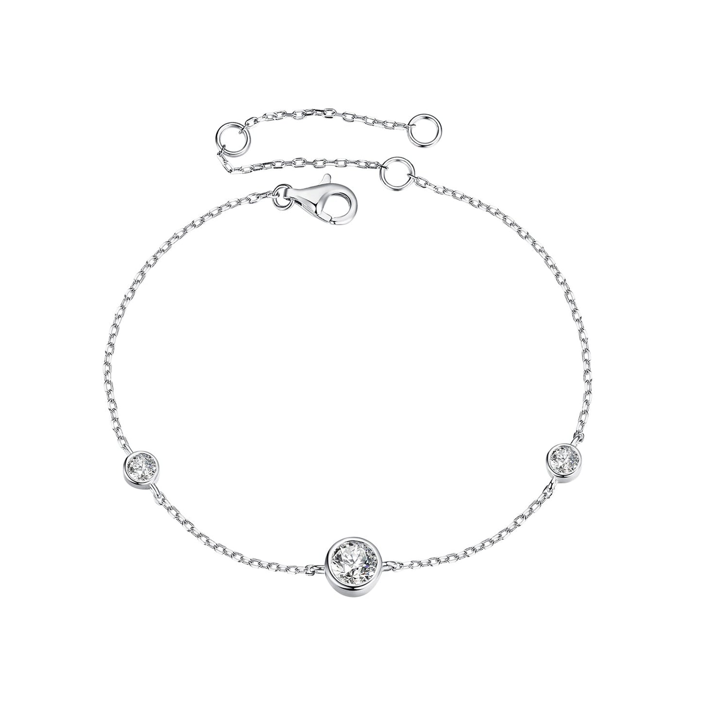 925 Sterling Silver 5mm Moissanite & 3mm Moissanite Bracelet for Women