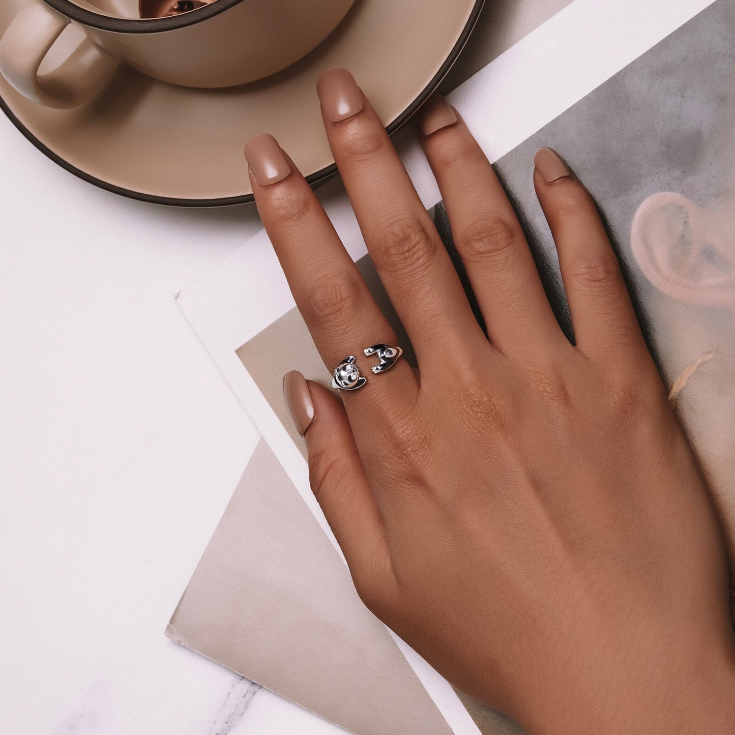 925 Sterling Silver Enamel Process Pavé Setting CZ Ring for Women