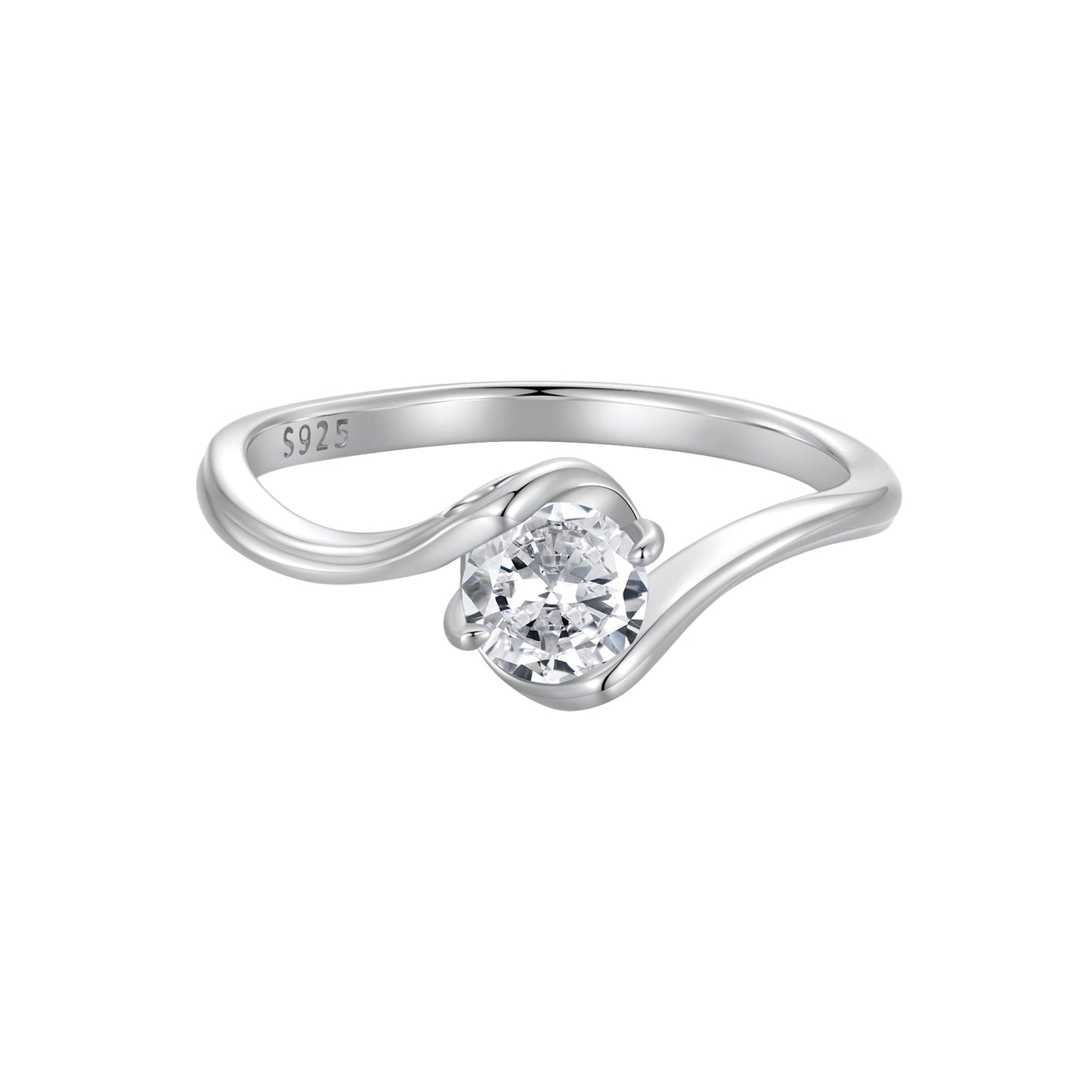 925 Sterling Silver 5mm Moissanite Ring for Women