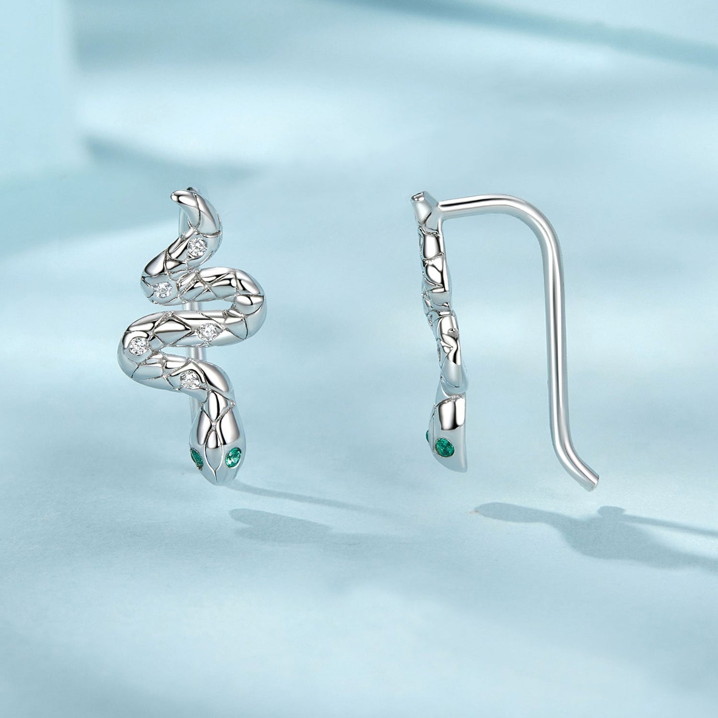 925 Sterling Silver Earrings with Pavé Setting and White Gold Plating for Women