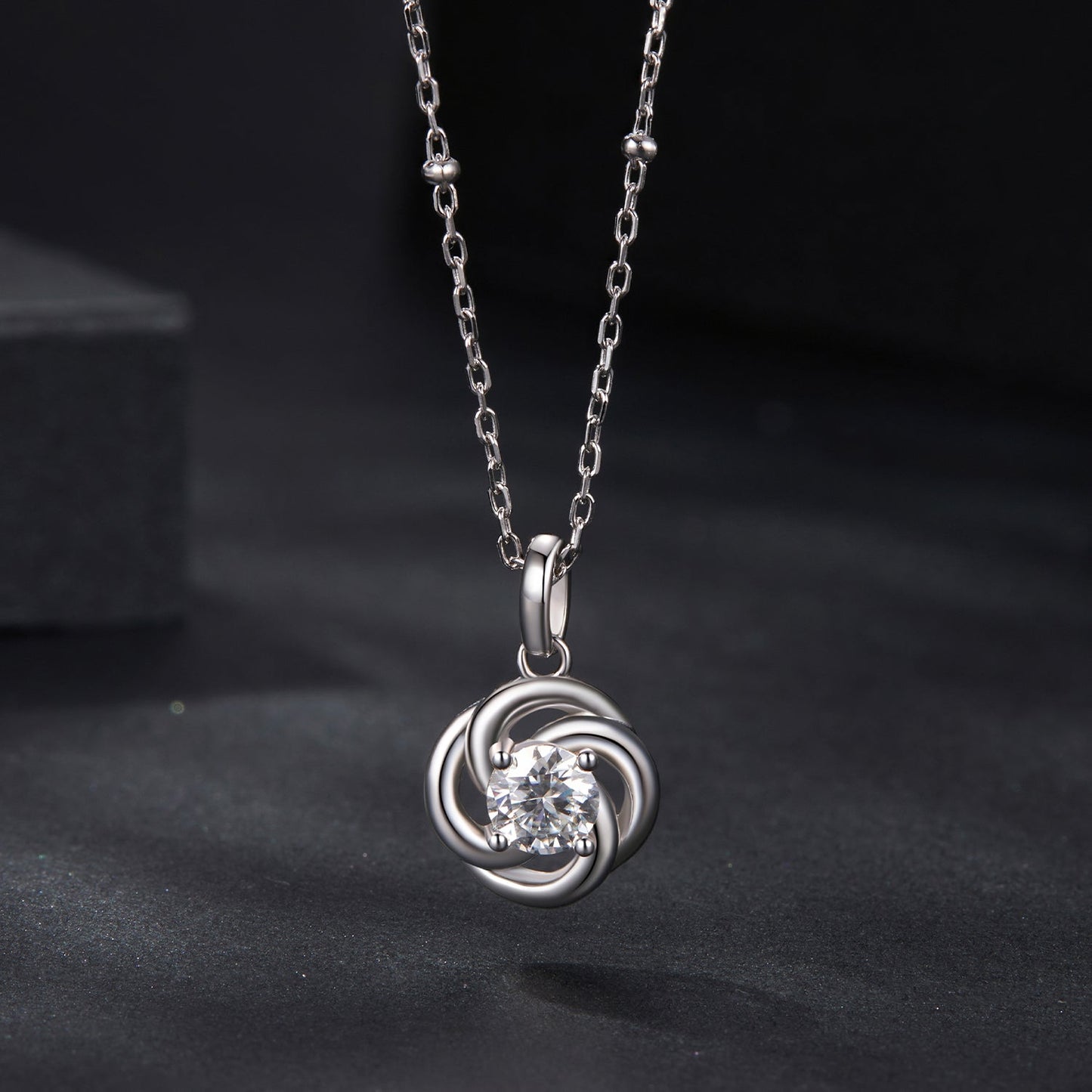 925 Sterling Silver 0.5 Carat Moissanite Necklace with White Gold Plating for Women
