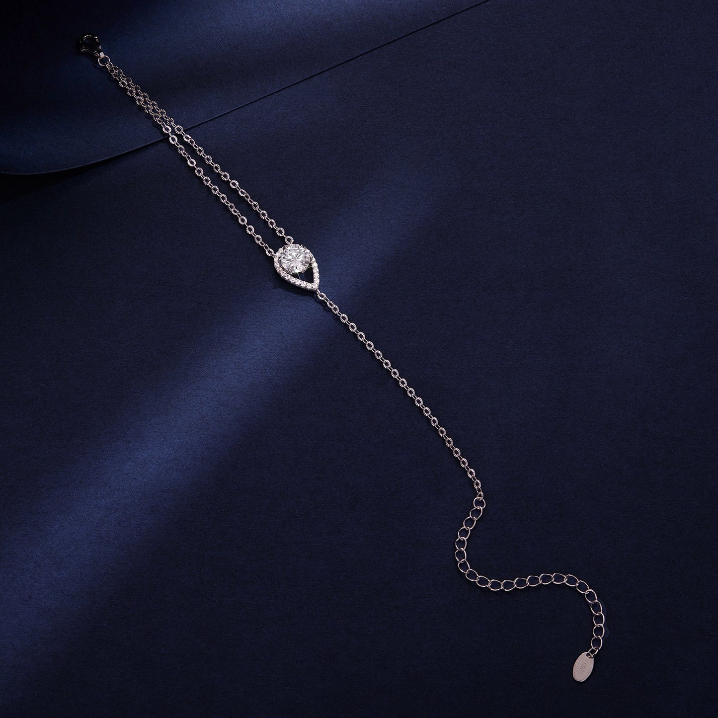 925 Sterling Silver Moissanite Bracelet with Pavé Setting 15+6cm for Women