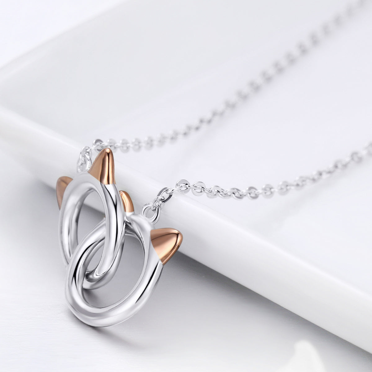 925 Sterling Silver Necklace, Length 38-45cm, Pendant 1.2*1cm, for Women
