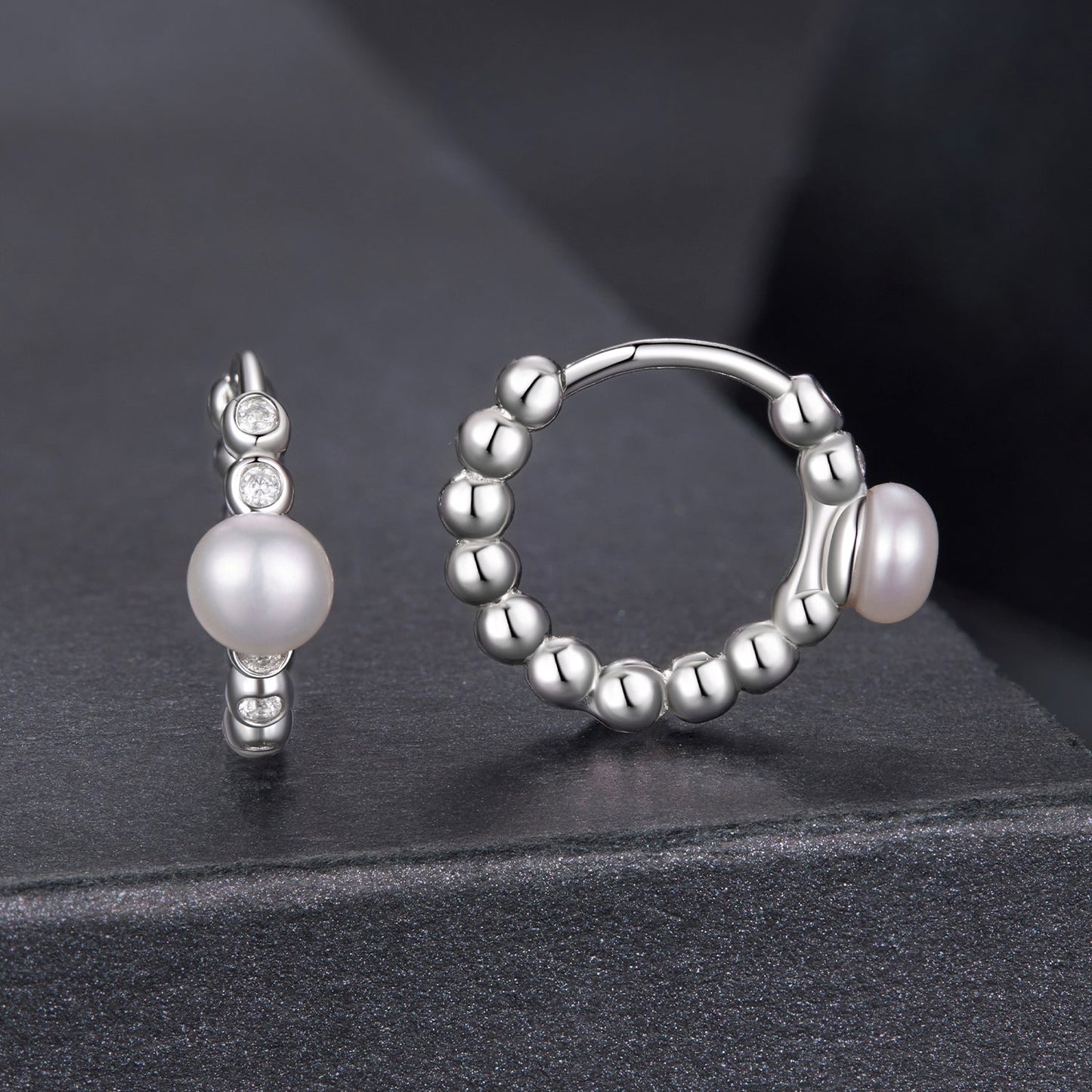 925 Sterling Silver White Gold Plated Moissanite & Pearl Earrings for Women