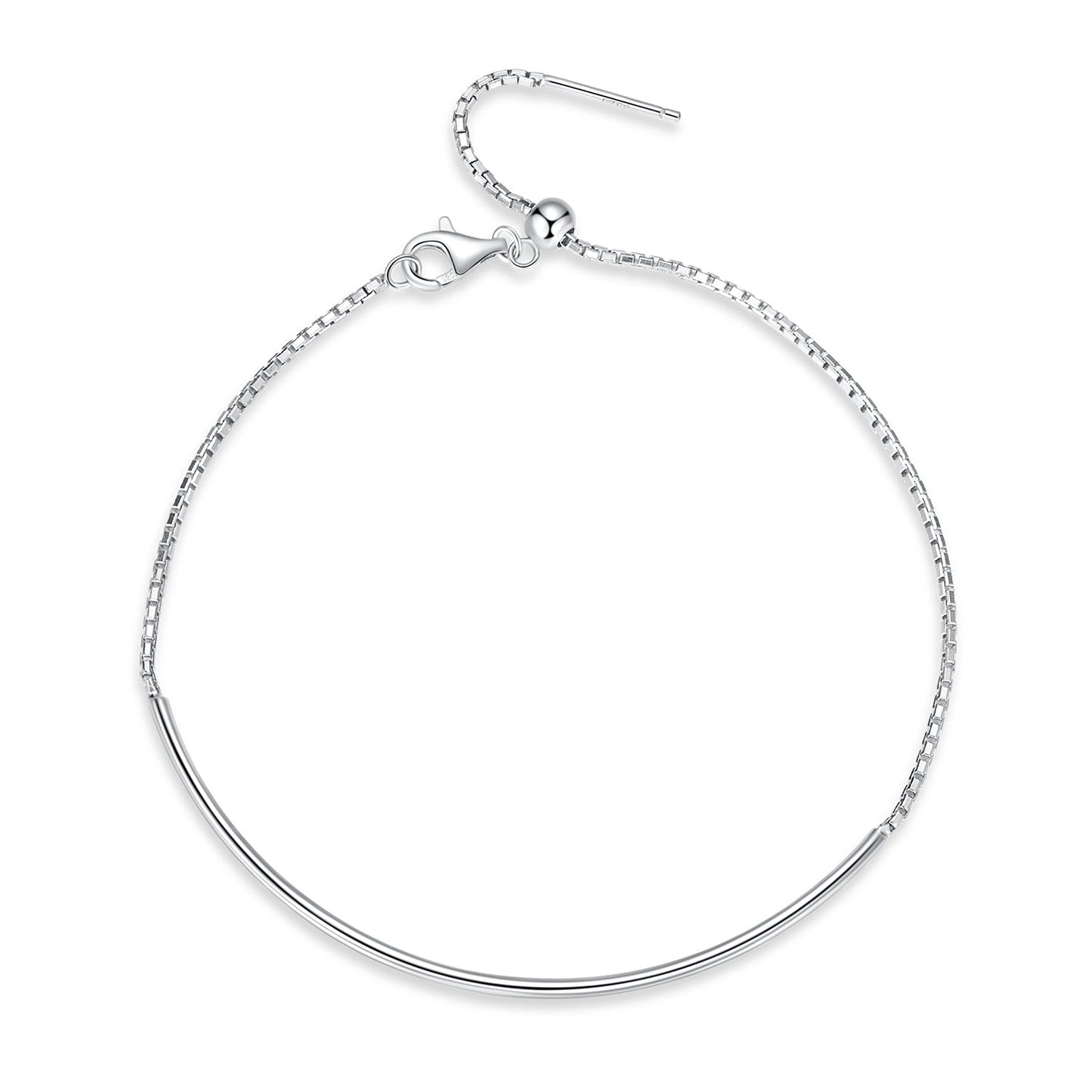 925 Sterling Silver Adjustable Platinum-Plated Bracelet for Women