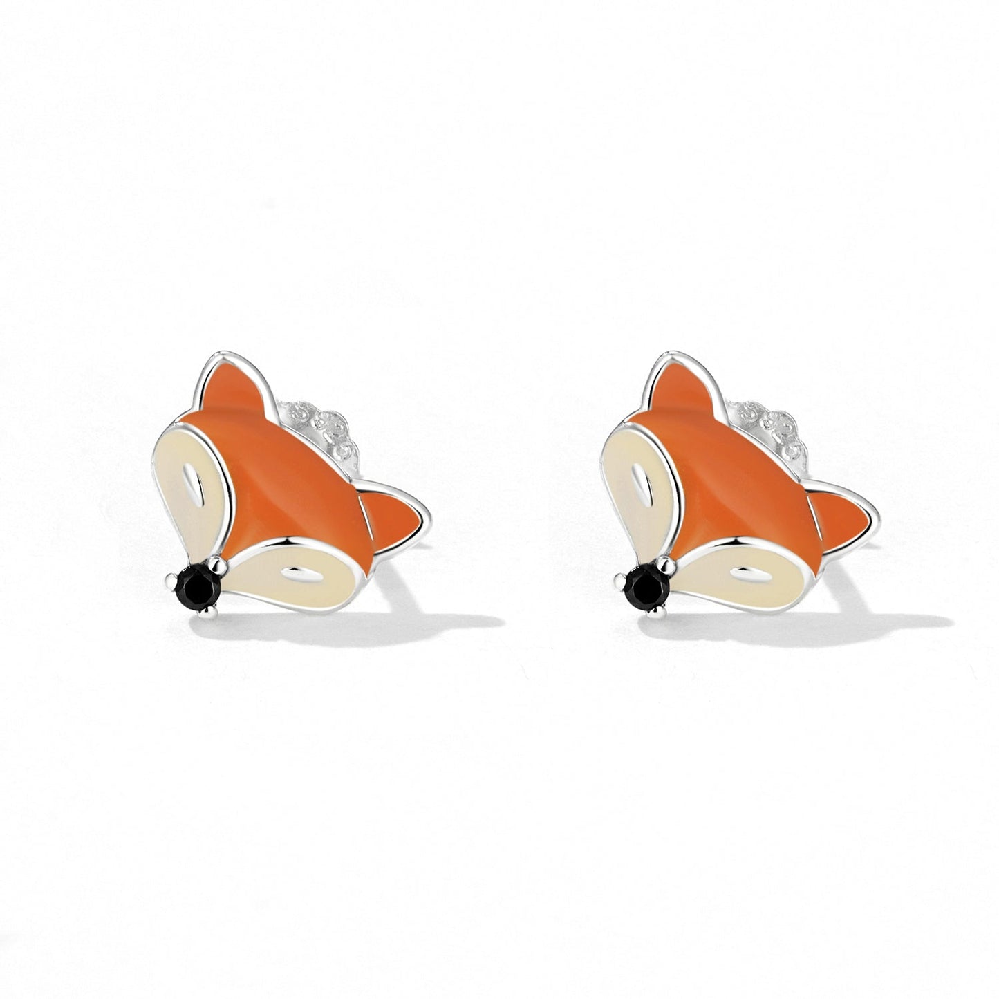 925 Sterling Silver Earrings with Pavé Setting and Enamel Process, Oxidized, 0.7*0.9cm for Women