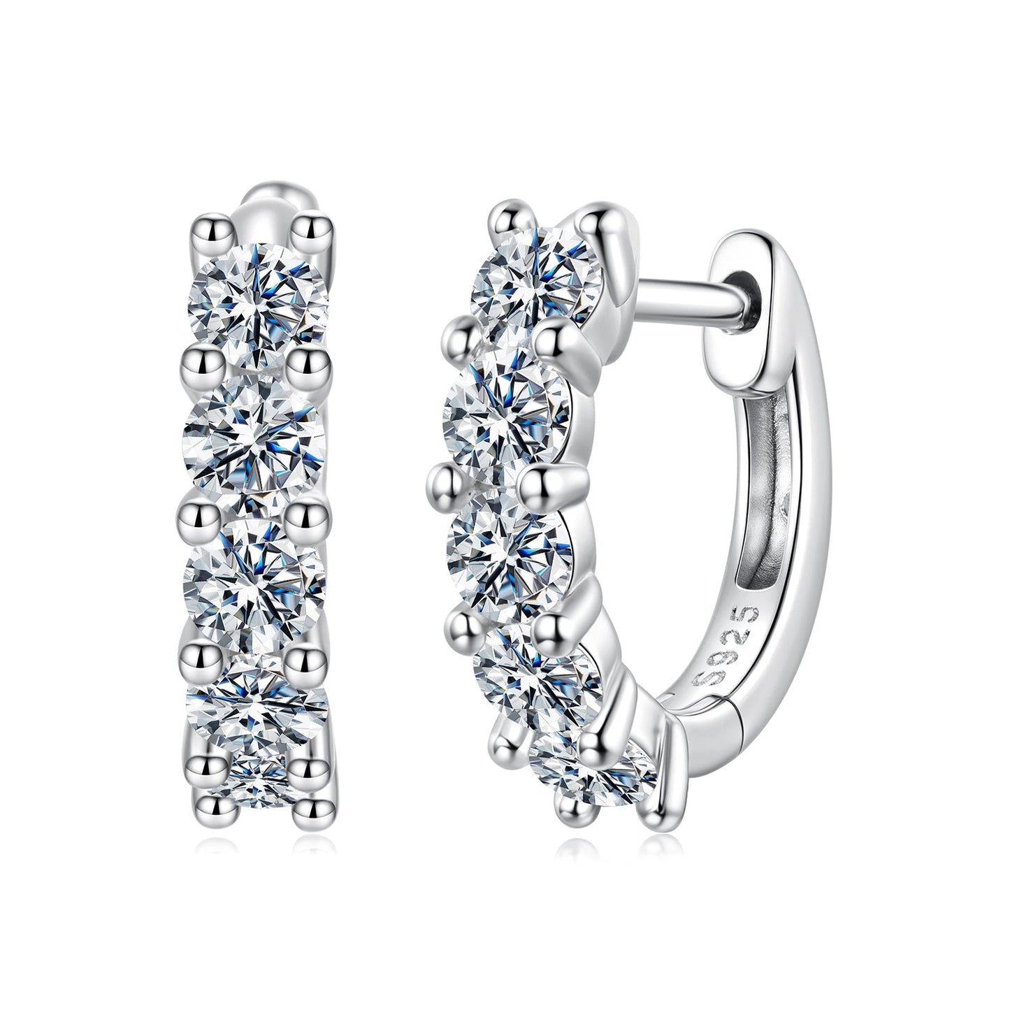 925 Sterling Silver Moissanite Earrings 1.3cm for Women