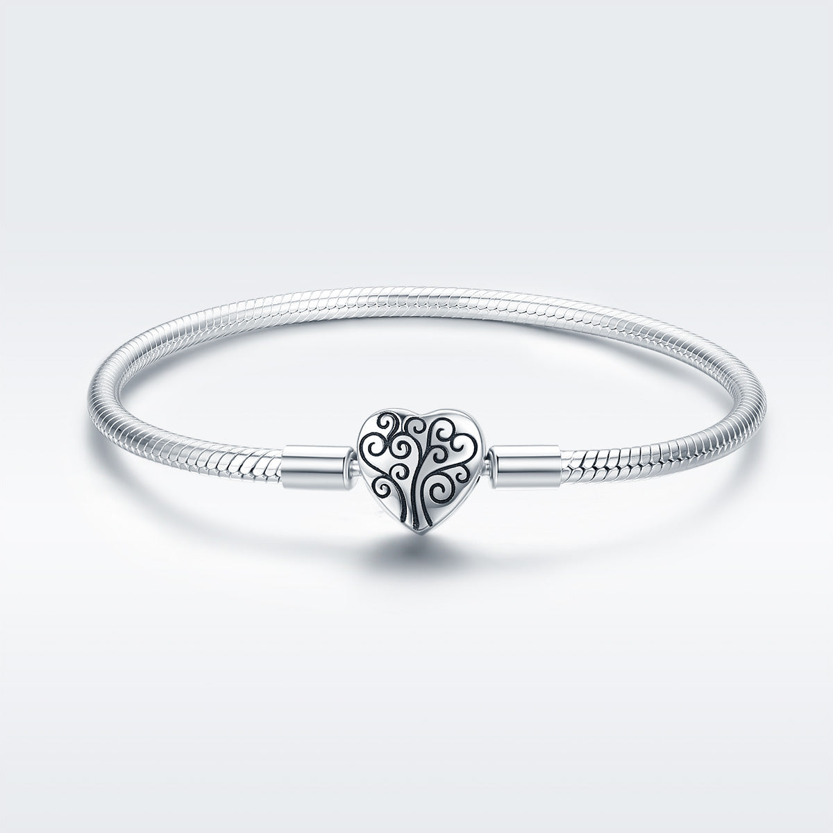 SCB 925 Sterling Silver Bracelet in Classic Style, Size 17.0 for Women