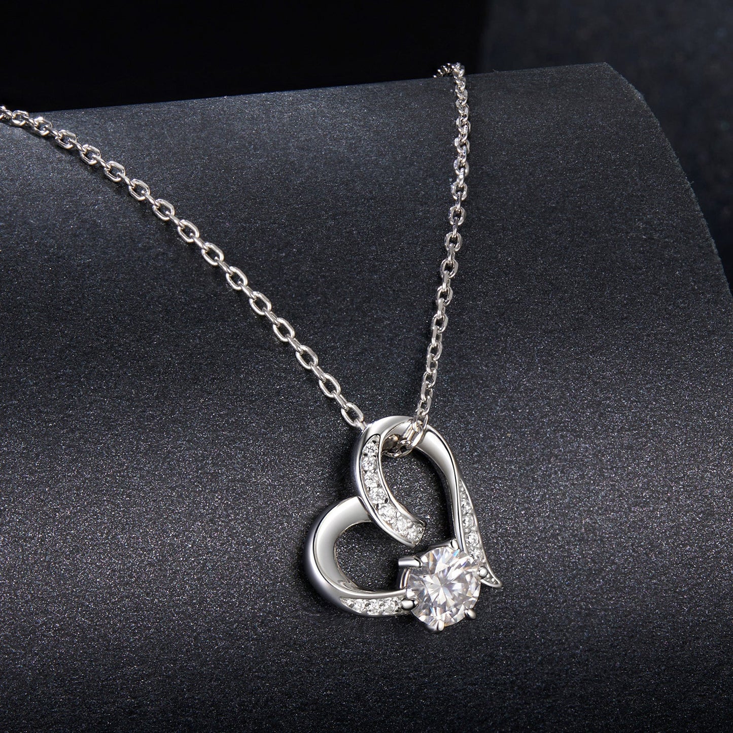 925 Sterling Silver Moissanite Necklace with Pendant and White Gold Plating for Women