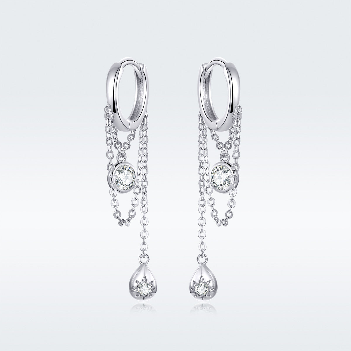 925 Platinum Plated Pavé Setting CZ Earrings