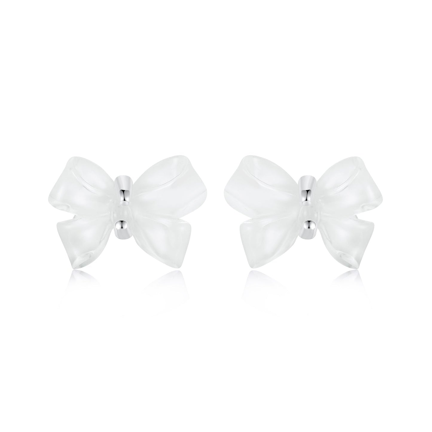 925 Sterling Silver Earrings for Women, 0.8*1.1cm, Plated White Gold