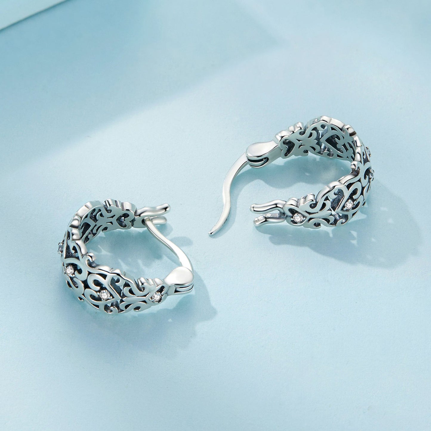 925 Sterling Silver Earrings with Pavé Setting CZ
