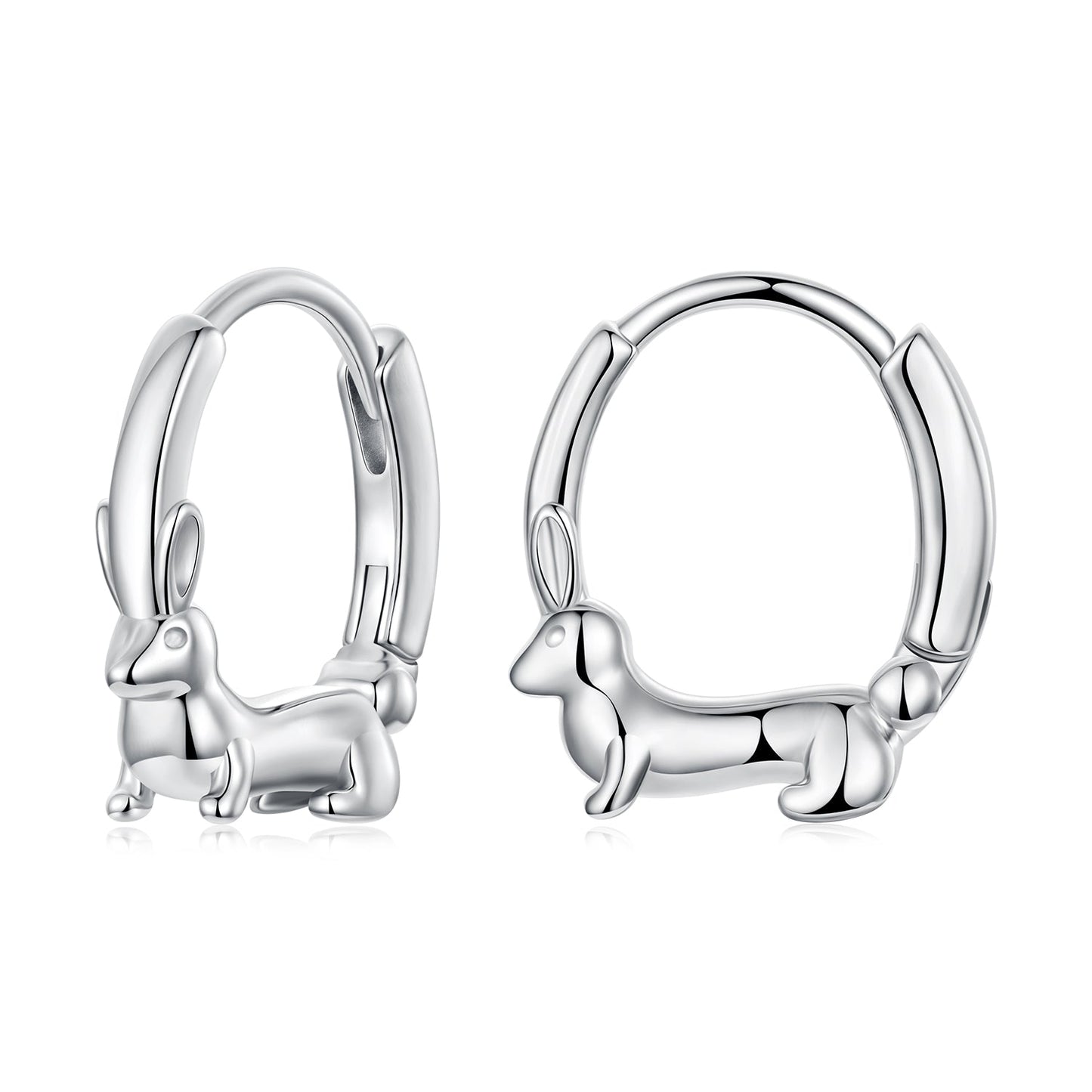 925 Sterling Silver White Gold Plated Hoop Earrings for Women